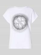 T-shirt met siersteentjes en ronde hals