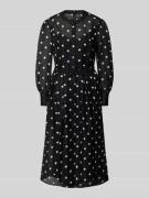 Midi-jurk van een mix van linnen en zijde met riem