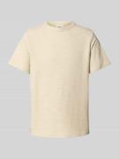 T-shirt met geribde ronde hals, model 'WILLOW'