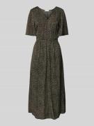 Uitlopende midi-jurk van soepel viscose-twill