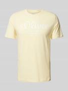 Regular fit T-shirt van puur katoen met grote labelprint