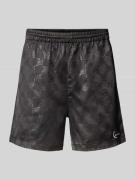 Relaxed fit korte broek met all-over logoprint, model 'Signature'