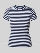Slim fit T-shirt van puur katoen met ronde hals