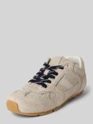 Sneaker van echt leer met contrastgarnering