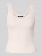 Top met bandjes in riblook met kant