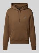 Hoodie met labelstitching en kangoeroezak