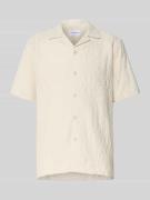 Regular fit overhemd met korte mouwen van viscosemix met structuurmoti...