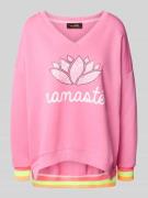 Sweatshirt met statementprint en V-hals