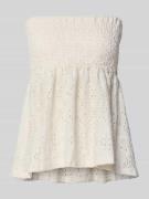 Regular fit top met broderie anglaise, model 'LLUZ'