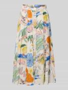 Midirok van een mix van viscose en katoen met knoopsluiting