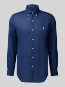 Regular fit linnen overhemd met button-downkraag