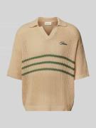 Gebreid shirt met polokraag en labelstitching
