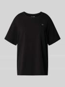 Regular fit T-shirt van katoenmix met logo-applicatie