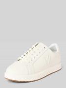 Sneakers van echt leer met logostitching, model 'Ainsley'