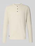 Shirt met lange mouwen, structuurmotief en knoopsluiting