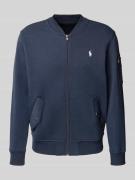 Regular fit sweatjack met logostitching, model 'Double'