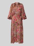 Midi-jurk met pofmouwen