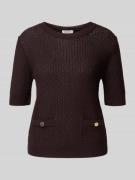 Regular fit gebreid shirt met ronde hals en 1/2-mouwen