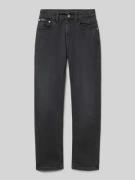 Straight leg jeans met labeldetail