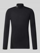 Slim fit shirt met lange mouwen en logostitching, model 'Mock'