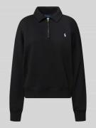 Sweatshirt met polokraag en labelstitching