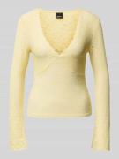 Shirt met lange mouwen van kant met V-hals