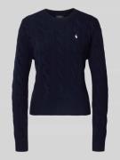 Gebreide pullover van een mix van katoen en kasjmier met kabelpatroon