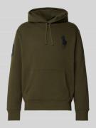 Hoodie met logostitching en kangoeroezak