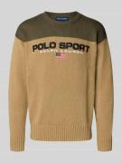 Gebreide pullover met labelstitching en ronde hals