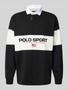 Sweatshirt met polokraag en labelprint