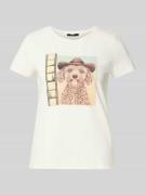 T-shirt met strass-steentjes en ronde hals