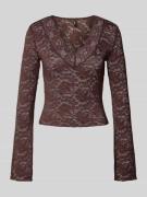 Slim fit shirt met lange mouwen in kantlook, model 'NIKKA'