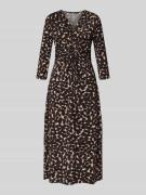 Midi-jurk met V-hals en knoopdetail