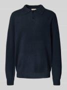 Regular fit poloshirt van wolmix met knoopssluiting