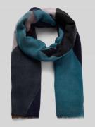 Sjaal van wol met all-over motief en franjes