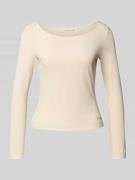 Shirt met lange mouwen en geribde boothals