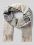 Sjaal van wol met franjes, model 'MONOGRAM WOOL SCARF'