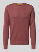 Gebreide pullover met ronde hals en labelstitching