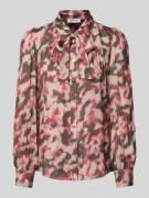 Regular fit blouse van pure viscose met sierstrik