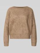 Regular fit pullover van puur kasjmier in gebreide look