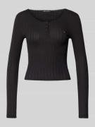 Henley-shirt met lange mouwen met ribstructuur