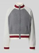 Cardigan met opstaande kraag model 'RITSED BACK INTARSI'