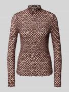 Shirt met lange mouwen, opstaande kraag en golvende zoom