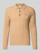 Slim fit shirt met lange mouwen van lamswol, model 'Cable'