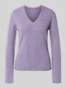 Slim fit gebreide pullover van zuivere wol