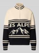 Gebreide pullover van viscosemix met opstaande kraag en ritssluiting