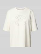 T-shirt met katoen en strass-steentjes