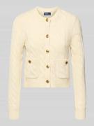 Cardigan van een mix van lanawol en kasjmier met kabelpatroon