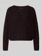 Gebreide pullover met kabelpatroon en ronde hals