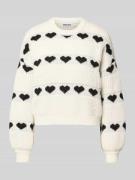 Relaxed fit gebreide pullover met hartjesprint, model 'NOVE'